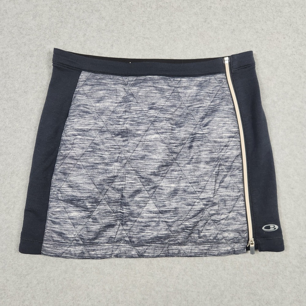 Icebreaker Skirt Womens Small Blue Helix Merino Wool Quilted Side Zip Insulated
